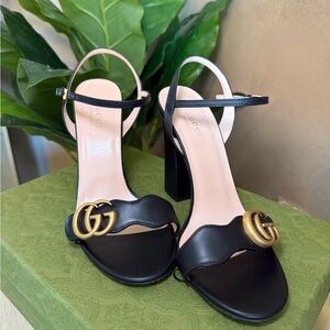 ✨ Gucci Marmont Double G Leather Sandal Heels ✨  Dust bags included